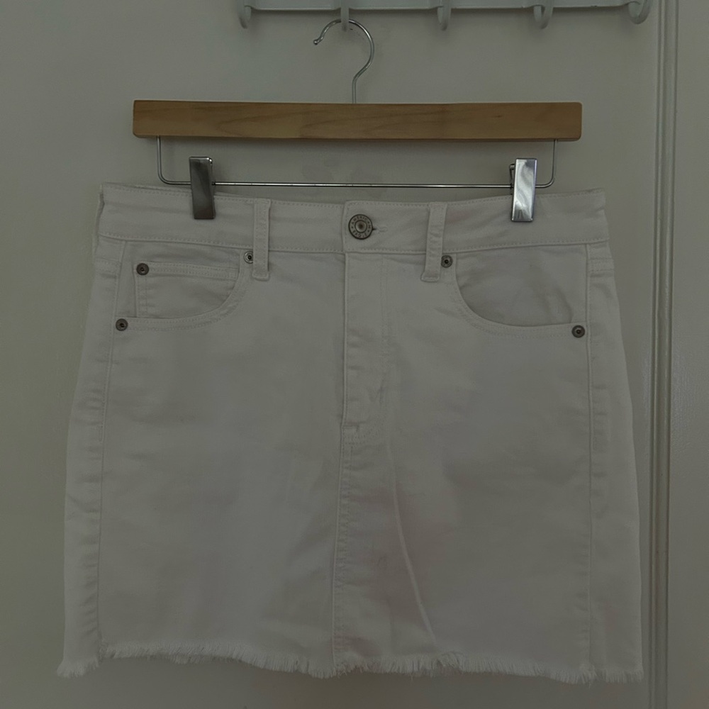 American Eagle White Mini Jean Skirt